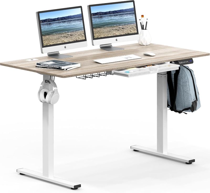 Photo 1 of *MISSING PARTS* SHW 55-Inch Large Electric Height Adjustable Standing Desk, 55 x 28 Inches, Maple
