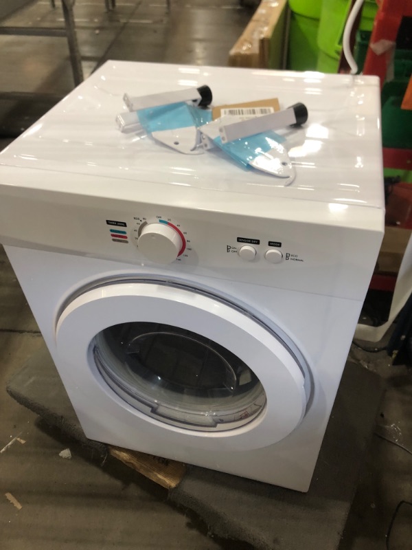 Photo 2 of * TESTED* Euhomy Compact Dryer 1.8 cu. ft. Portable Clothes Dryers with Exhaust Duct with Stainless Steel Liner Four Function Small Dryer Machine, Suitable for Apartments, Dorm, RVs, White