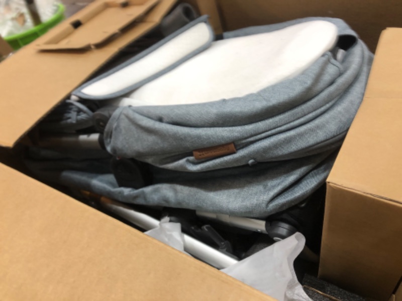 Photo 2 of *MISSING PARTS* UPPAbaby Vista V2 Stroller/Convertible Single-to-Double System/Bassinet, Toddler Seat, Bug Shield, Rain Shield, and Storage Bag Included/Gregory (Blue Mélange/Silver Frame/Saddle Leather)