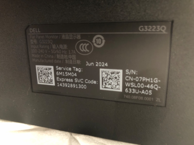 Photo 1 of Dell G3223Q Gaming Monitor - 32-Inch 4K Ultra UHD (3840x2160), 144Hz 1Ms Display, AMD FreeSync+NVIDIA G-SYNC Compatible, Height/Swivel/Tilt Adjustability, 3Yr Advanced Exchange - Black