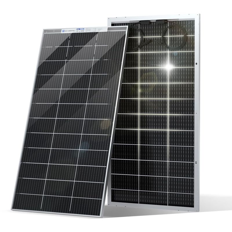 Photo 1 of * MINOR DAMAGE* ECO-WORTHY Bifacial 195 Watt 12 Volt 12BB Solar Panel Monocrystalline Double-Sided Power Generation Rigid High-Efficiency PV Module Power Charger for RV,Sunsheds,Canopies,Farms,Home and Off-Grid
