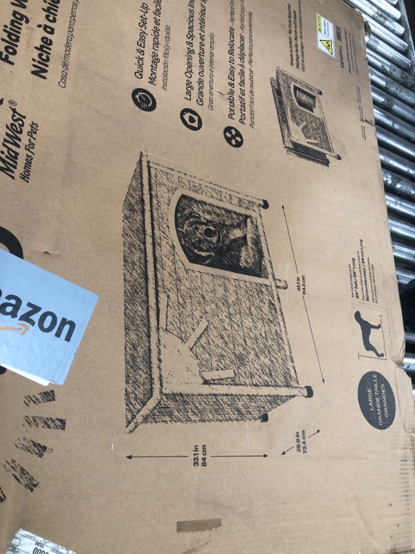 Photo 3 of * Missing Hardware* Midwest Homes for Pets Eillo Folding Outdoor Wood Dog House, No Tools Required for Assembly | Dog House Ideal for Large Dog