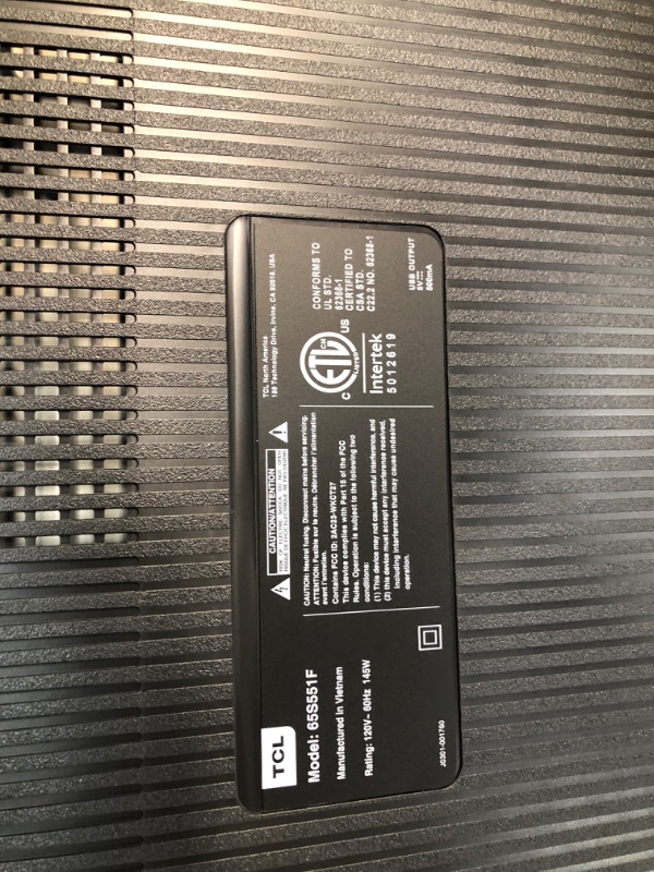 Photo 4 of (PARTS ONLY NON REFUNDABLE) ***USED - MISSING A LEG AND POWER CABLE - POWERS ON - UNABLE TO TEST FURTHER***
TCL 65-Inch Class S5 UHD 4K LED Smart TV with Fire TV (65S551F, 2024 Model), Dolby Vision, HDR PRO+, Dolby Atmos, Alexa Built-in with Voice Remote,