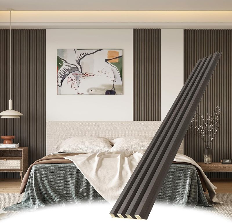 Photo 1 of * MINOR DAMAGE* WPC Slat Wall Panels, 8 Pack Accent Slat Wood Slats for Wall and Ceilings, Acoustic Panels for Interior Wall Modern Décor, Grey Oak, 8FT X .5FT