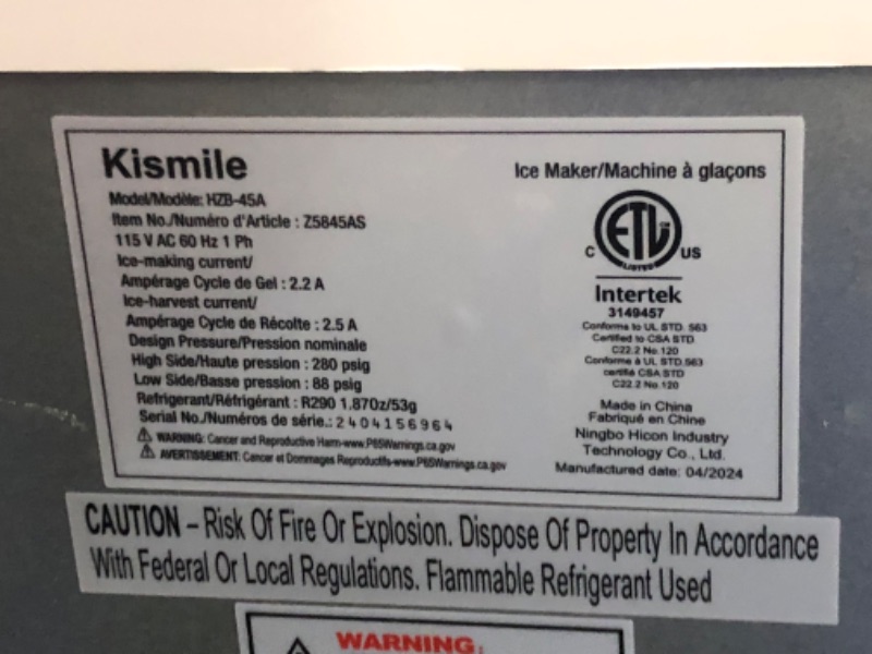 Photo 3 of ***USED - DAMAGED - NO PACKAGING - POWERS ON - UNABLE TO TEST FURTHER - MISSING PARTS - SEE PICTURES***
FREE VILLAGE Commercial Ice Maker Machine, 100lbs/Day, 45 Ice Cubes/Batch in 11-18 Mins, Self-Cleaning, Advanced LCD Panel, Stainless Steel, Freestandi