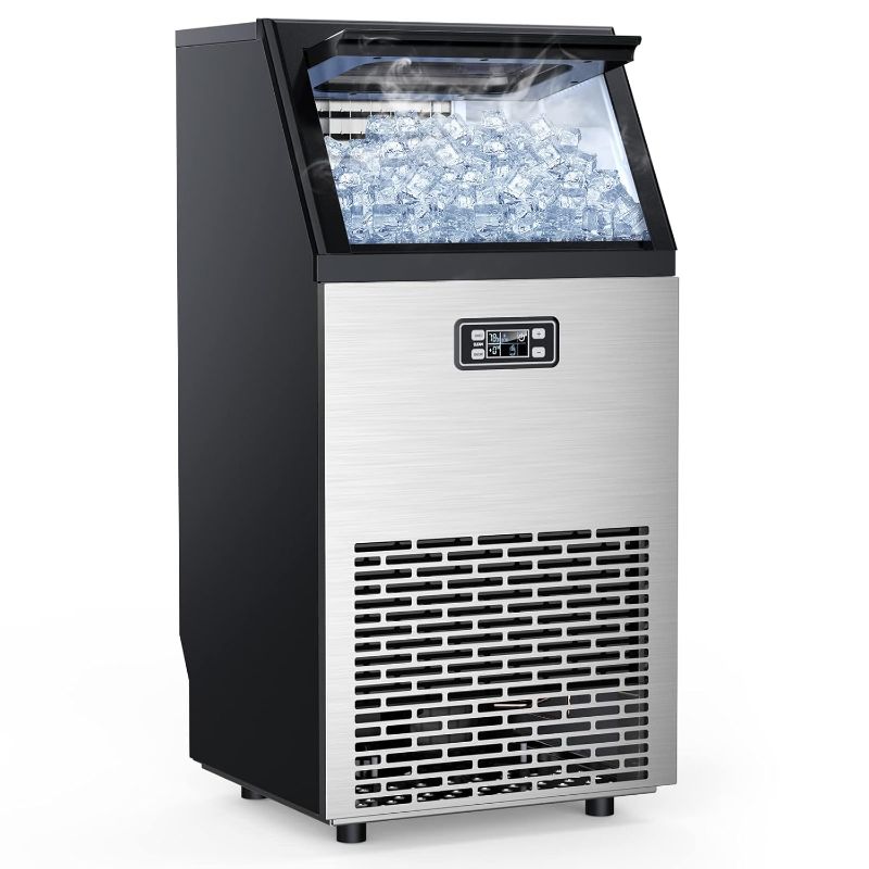 Photo 1 of ***USED - DAMAGED - NO PACKAGING - POWERS ON - UNABLE TO TEST FURTHER - MISSING PARTS - SEE PICTURES***
FREE VILLAGE Commercial Ice Maker Machine, 100lbs/Day, 45 Ice Cubes/Batch in 11-18 Mins, Self-Cleaning, Advanced LCD Panel, Stainless Steel, Freestandi