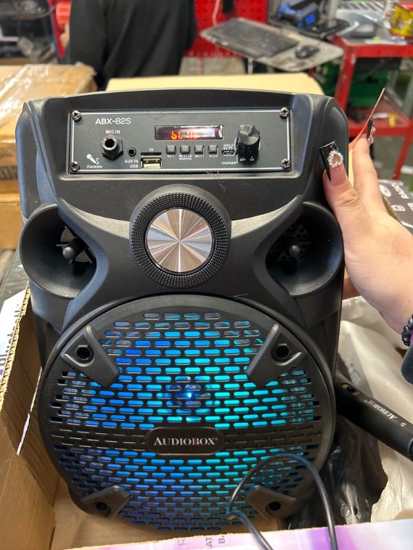 Photo 2 of **NON-REFUNDABLE** (PARTS) AUDIOBOX ABX-82S Portable 8" PA Speaker with Stand, WaveSync™ Technology, Bluetooth, LED Lights, 1100W - includes Microphone & USB Cable