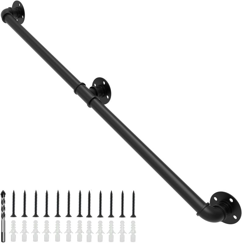 Photo 1 of ***UNKNOWN MISSING Hardware ** Handrails for indoor stairs 5ft matte black 