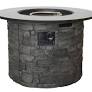 Photo 1 of **** THE TOP STONE IS BROKEN********allen + roth Stacked stone Fire Pit Table 36.2-in W Stacked Grey Stone Portable Composite Round Propane Gas Fire