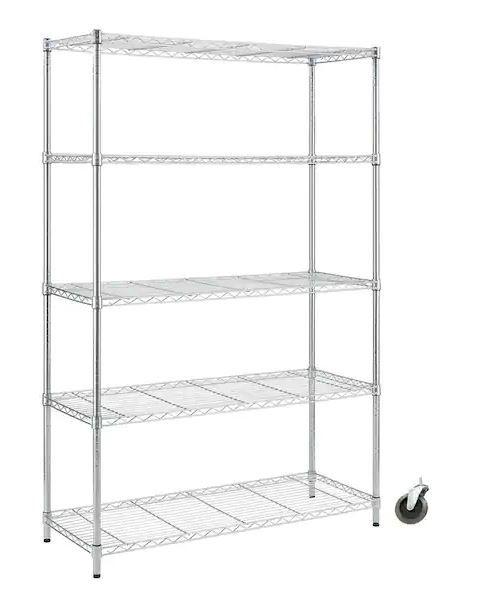 Photo 1 of ***USED - RUSTED - LIKELY MISSING PARTS - SEE PICTURES***
Rengue Wire Shelving with Wheels, 60"x 24"x72" Metal Storage Shelves, 4-Tier Heavy Duty Garage Storage Shelves, Chrome 2400LBS Capacity Wire Shelf Rack for Restaurant, Garage, Pantry, Kitchen Silve