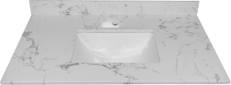 Photo 1 of ***DAMAGED - NO BACKSPLASH - SEE COMMENTS***
FRANSOUL 37 inch Luxurious Bathroom Vanity Top for Bathroom Cabinet,White Stone Countertop with Single Faucet Hole,rectangle Ceramic Sink and Back Splash,Easy to Installation,White