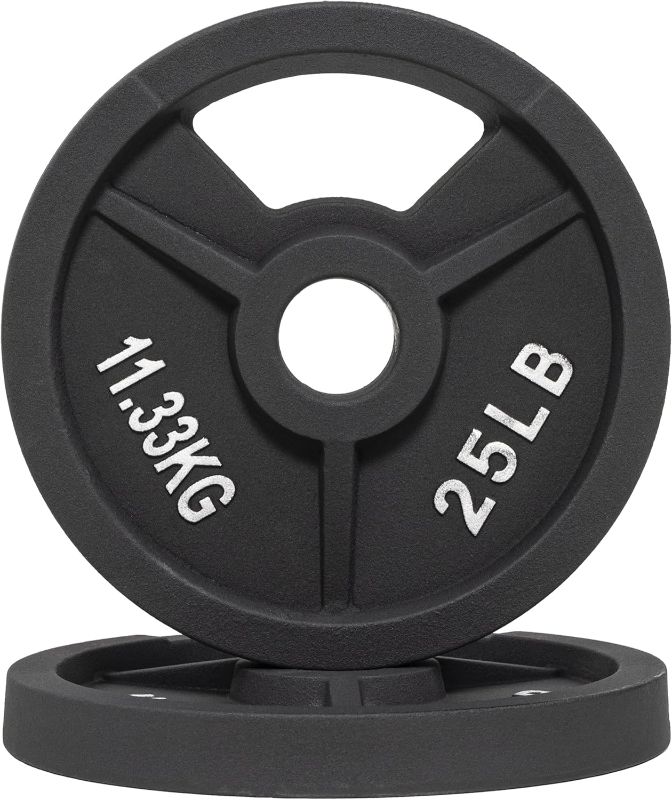 Photo 1 of 1 plate Signature Fitness Olympic 2-Inch Cast Iron Plate Weight Plate for Strength Training and Weightlifting