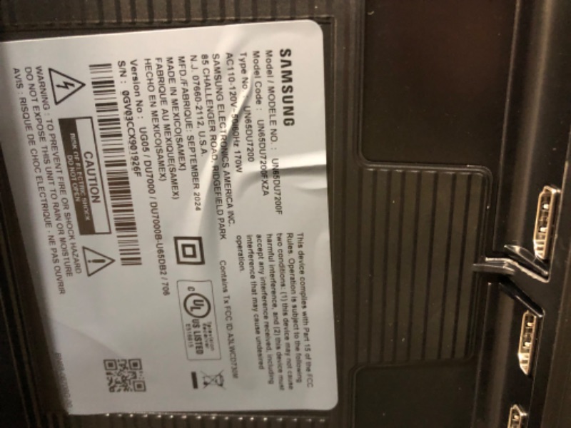 Photo 5 of **see notes** SAMSUNG 65-Inch Class Crystal UHD 4K DU7200 Series HDR Smart TV w/Object Tracking Sound Lite, PurColor, Motion Xcelerator, Mega Contrast, Q-Symphony (UN65DU7200, 2024 Model) 65-Inch TV Only