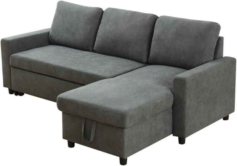 Photo 1 of **see notes** Dark Grey Flannelette 2-Piece Couch Living Room Sofabed - Foam Filler FF0006 for Living Room/House/Bedroom/Office/Apartment(Dark Grey,FF0006)