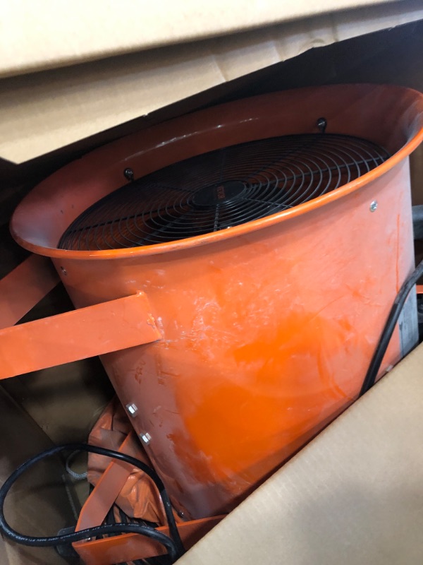 Photo 2 of *DIRTY*VEVOR 16 Inch Utility Blower Fan, 2 Speed 5175 CFM Heavy Duty Cylinder Axial Exhaust Fan with 16.4ft Duct Hose, Industrial Portable Confined Space Ventilator for basements, warehouse, Workshop 2-Speed, Combo 16 Inch Fan and 16ft Hose