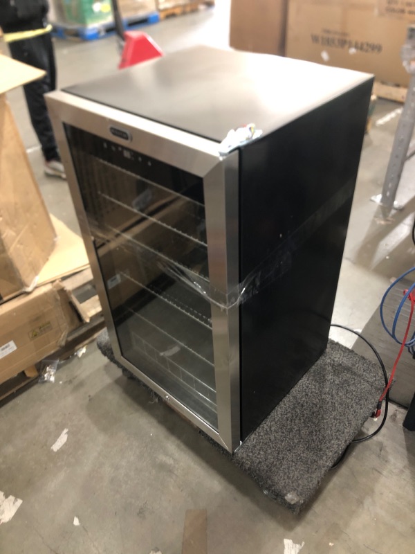 Photo 2 of ***USED - DAMAGED - UNTESTED - SEE COMMENTS***
Whynter Beverage Refrigerator with Glass, 136-Can Cu. Ft. Drink Mini Fridge with Lock and Digital Control, BR-1211DS, 3.4 Cubic Feet, Stainless Steel Door/Black Sides