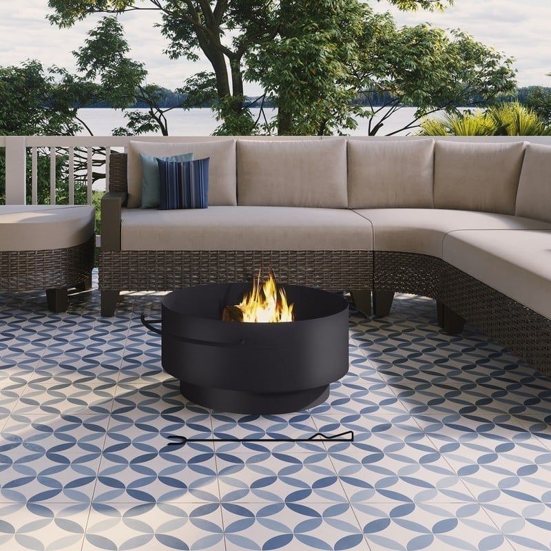 Photo 1 of Ove Decors 15PFP-BEDF28-CHDRY Bedford 28 Inch Wood Burning Round Dark Charcoal Fire Pit
