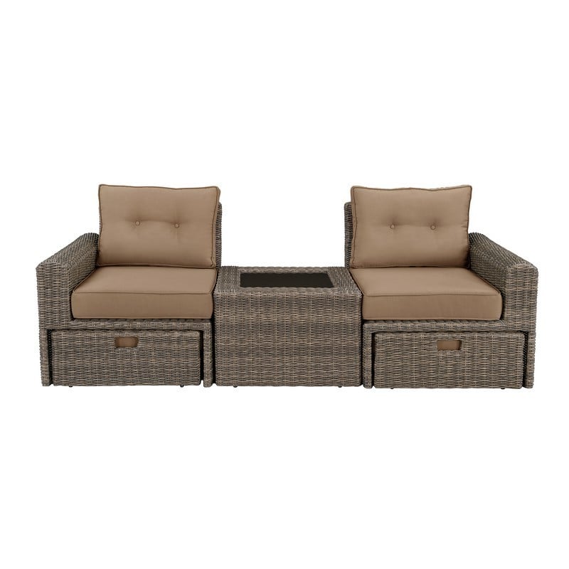 Photo 1 of Ove Decors 15PCS-LA2A05-BR1VL Langley 82 2/3 Inch 5-Piece Conversation Set - Brown
