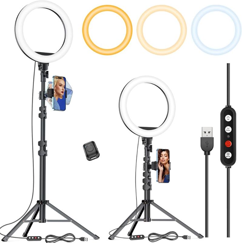 Photo 1 of 10.2" Selfie Ring Light with 65" Adjustable Tripod Stand & Phone Holder for Live Stream/Makeup