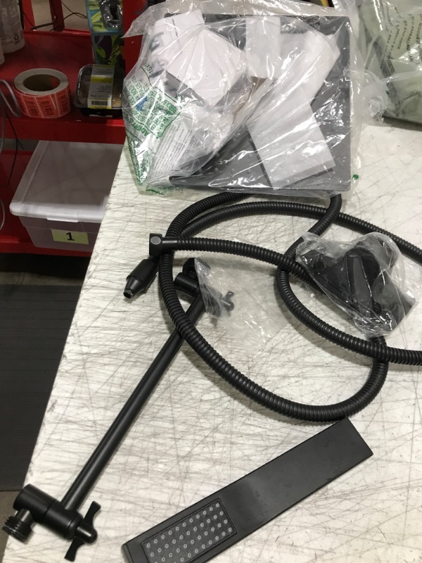 Photo 1 of All Metal Rain Shower Heads with Handheld Spray Combo, High Pressure Square 10'' Shower Head with 11'' Extension Arm, Black Shower Head with 78'' Anti-leak Hose, Dual 2 in 1 Waterfall Showerhead