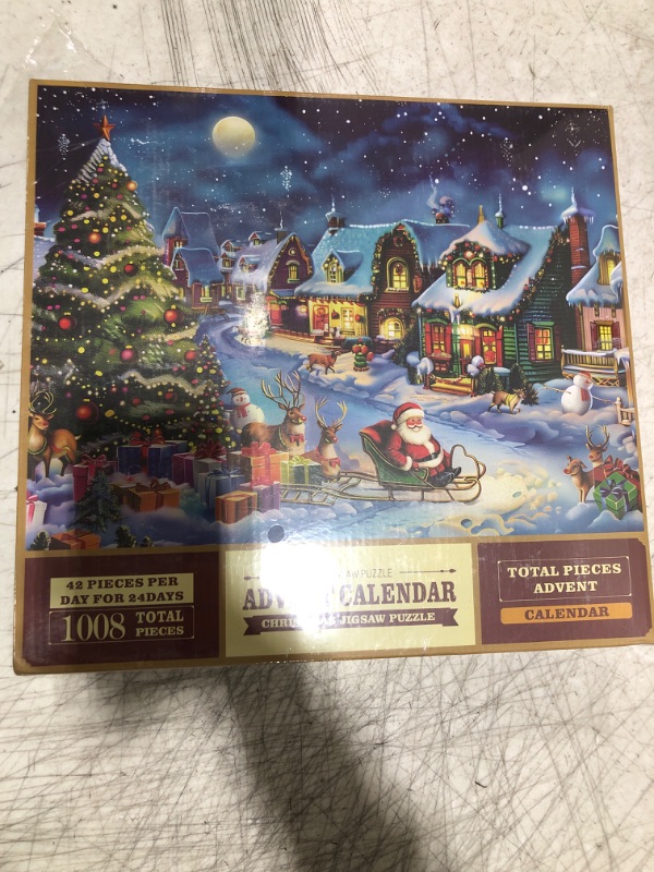 Photo 2 of 1000 Pieces Puzzle Advent Calendar 2024: Christmas Jigsaw Puzzles for Adults Kids, 24 Days Surprise Countdown Calendar, Family Game Home Decoration, Idea Holiday Gift for Boy Girl Women Men