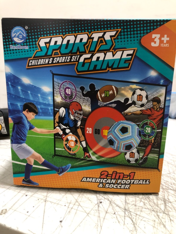 Photo 1 of MOONTOY 2 in 1 Ball Game Set, Football Toss Target Games/Soccer Ball Game Indoor Outdoor Backyard Sport Game for Kids 3 6 8 9 Years Gift for Boys Toddlers and Family with 1 Soccer Ball and 1 Football