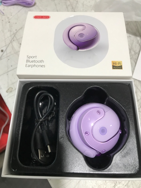 Photo 2 of Out of Ear Open Ear Headphones Outside The Ear Wireless Ear Hanging Bluetooth Headset Over The Ear Open Ear Buds Earbuds Outside The Ear Headphones Bone Air Conduction Earbuds Purple