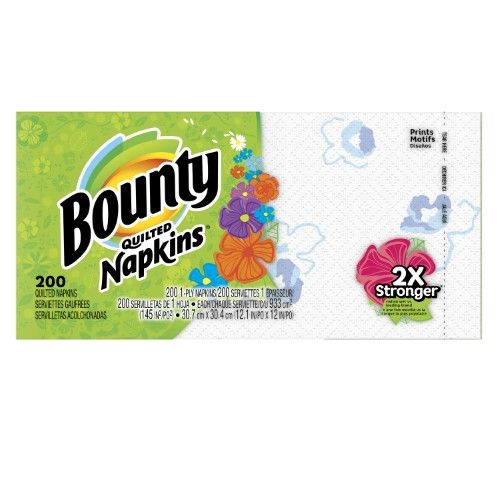 Photo 1 of Bounty Quilted Napkins, 1-ply, 12 1/10 X 12, Assorted - Print or White, 200/pack ( PGC34885 )