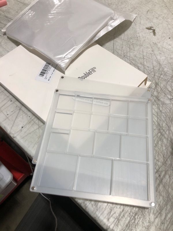 Photo 1 of DoubleFill 17 Grids Large Acrylic Seashell Display Box Case with Standing Base 6.3 x 6.3 Inch Transparent Diamond Gemstone Beads Organizer Clear Mini Seashell Storage Box for Small Jewelry Crafts