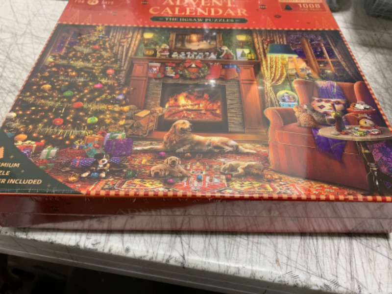 Photo 2 of Alagoo Advent Calendar 2024 Christmas Countdown Puzzle, 24 Parts of 1008 Pieces Warm Christmas Fireplace Jigsaw Puzzles, Ideal Christmas Gifts Home Decor Christmas Puzzle for Adults, Teens, Kids