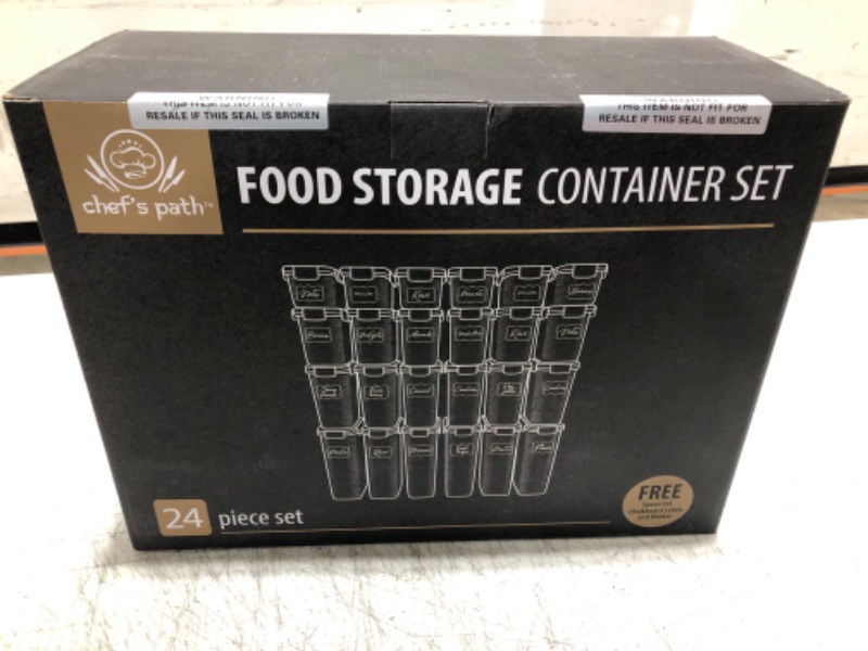 Photo 1 of Airtight Food Storage Container Set - 24 Piece, Kitchen & Pantry Organization, BPA-Free, Plastic Canisters with Durable Lids Ideal for Cereal, Flour & Sugar - Labels, Marker & Spoon Set