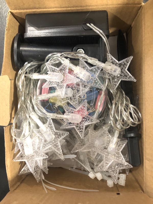 Photo 1 of 40ft Canopy Solar String Star Lights, Patio Umbrella Solar String Lights, Waterproof 8 Lighting Modes, 4th of July Independence Day Red White Blue Star Lighting Colors