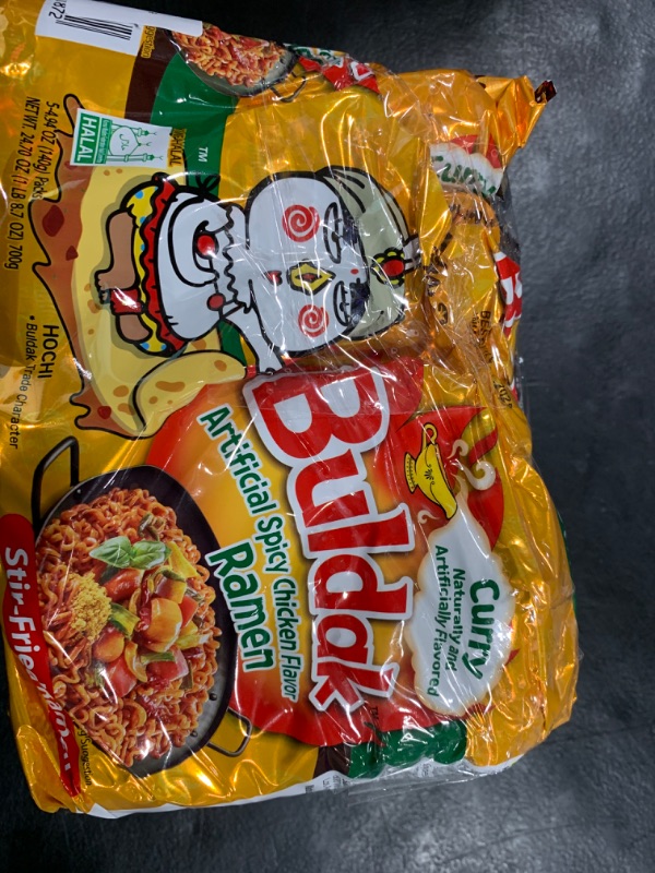 Photo 2 of Samyang Buldak Hot Spicy Chicken Ramen Noodle Korean Stir-Fried Ramen, Curry, Pack of 5