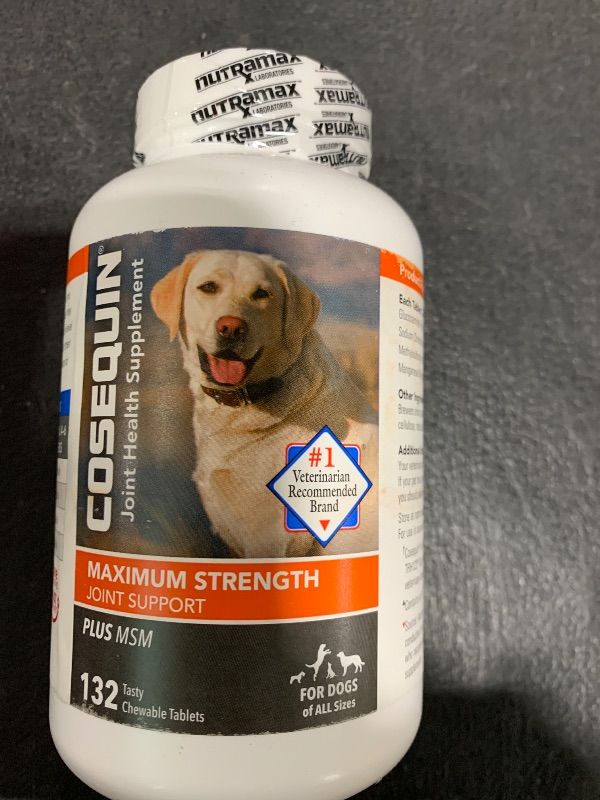 Photo 1 of Nutramax Laboratories Cosequin Maximum Strength Joint Health Supplement for Dogs - With Glucosamine, Chondroitin, and MSM, 132 Chewable Tablets