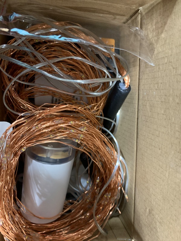 Photo 1 of 4 Pack 880 LED Battery Operated Firefly Bunch Lights, Remote Control Timer 8 Flashing Modes Copper Wire Waterfall Lights, Fairy Lights Waterproof for Christmas Patio Party Outdoor Decor (Warm White)