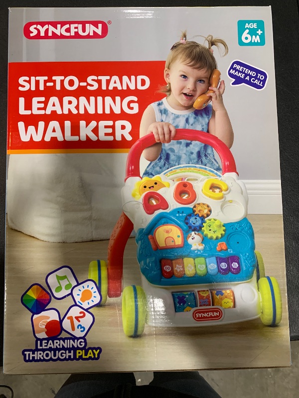 Photo 2 of SYNCFUN Baby Learning Walker, 2 in 1 Sit to Stand Learning Toys, Baby Toys 6-12 Months, Educational Toys for 1 Year Old, Push Walker Gift with Wheels for Infant Boys Girls