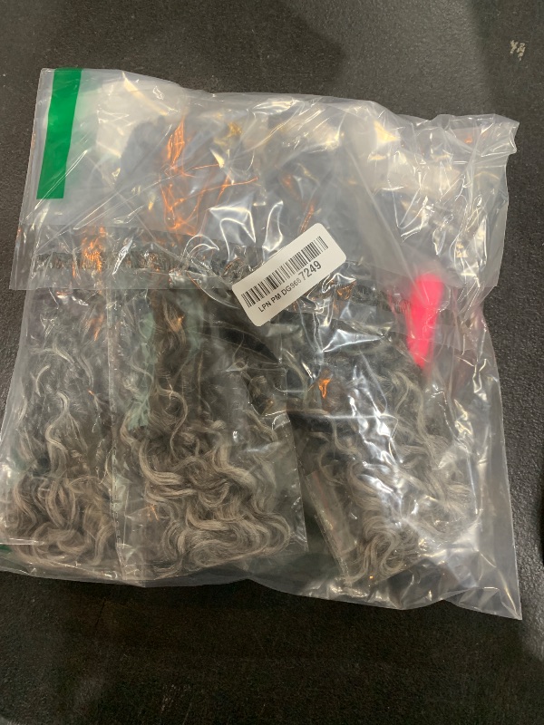 Photo 1 of Faux Locs Crochet Hair 10 Inch Goddess Locs Ombre Grey Crochet Hair for Women 6 Packs Gray Soft River Locs Pre Looped Braids with Curly Ends Boho Hippie Synthetic Hair Extensions, 1b/grey