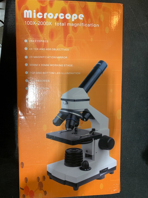 Photo 1 of PalliPartners Compound Microscope Powerful Biological Microscopes for School Laboratory Home Education,100X-2000X Microscopes for Kids Students Adults, with Microscope Slides Set, Phone Adapter, White