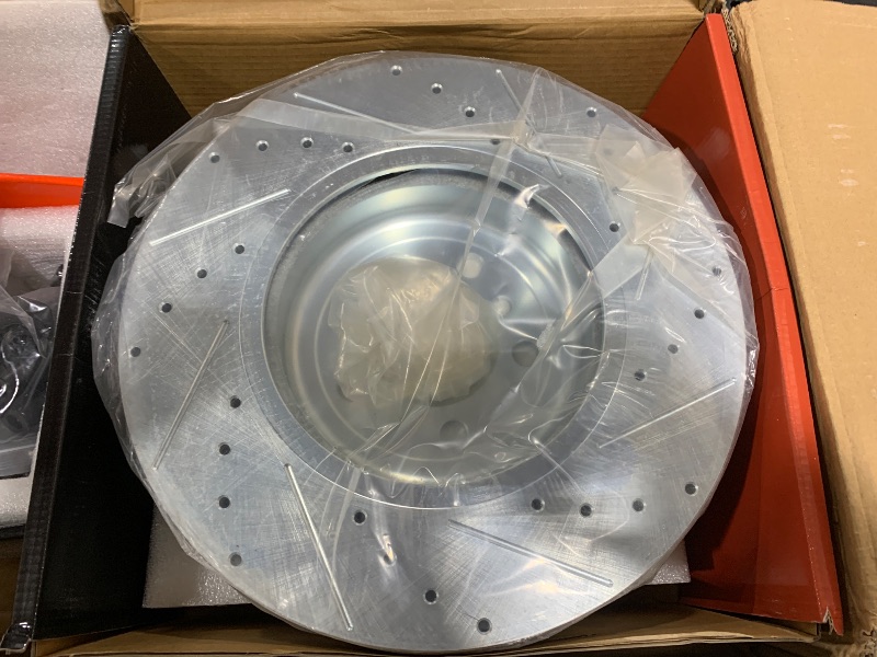 Photo 2 of A-Premium 13.70 in (348 mm) Front Drilled and Slotted Disc Brake Rotors + Ceramic Pads Kit Compatible with Select BMW Models - 535d, 535d xDrive, 535i, 535i xDrive, 640i, 640i Gran Coupe, 6-PC Set
