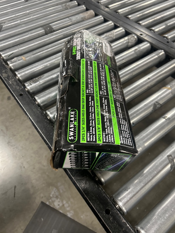 Photo 1 of Magnetic Socket Organizer Set, 6-piece 1/4", 3/8", 1/2" SAE & Metric Socket Holder, Drive Socket Trays, Storage Tool Box, Holding 143 Slots, Soft Rubber Covering Black Green Tools