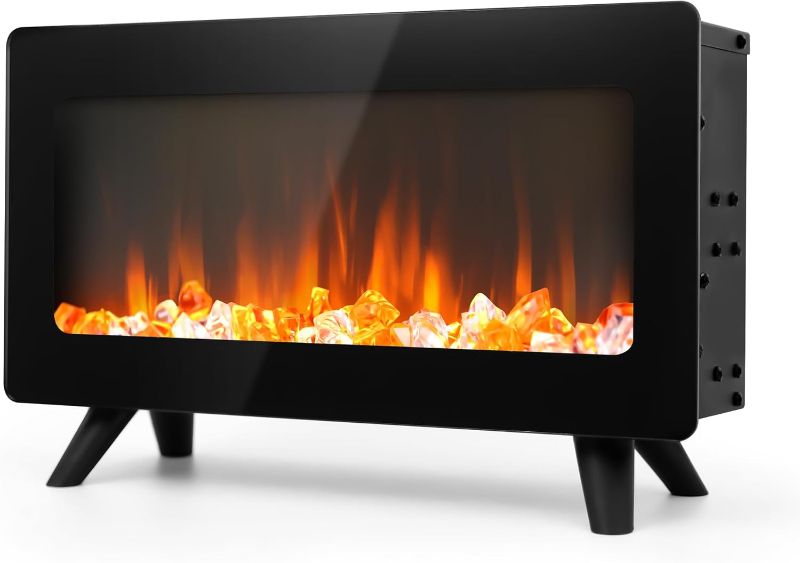 Photo 1 of 16" Small Electric Fireplace Heater - Desk Space Heater with Realistic Led 3D Flames, Freestanding Fire Places Electric Fireplace Stove, Infrared Heater Indoor, 1500w, Overheating Protection
