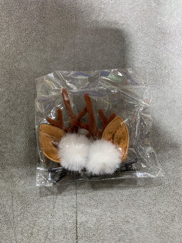 Photo 1 of HAOQINA Small Christmas Reindeer Antlers Headband Hairpins Hairbands Girls Beauty Headdresses Pine Cone Hair Accessories Cute Reindeer Christmas Hair Clips