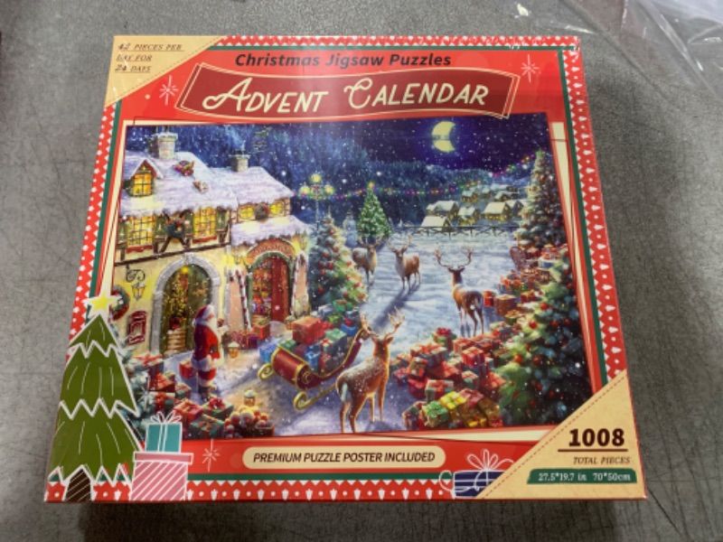 Photo 2 of Advent Calendar 2024 Christmas Jigsaw Puzzles - Christmas Workshop 1008 Pieces Advent Puzzles for Kids and Adults, 24 Boxes Christmas Countdown Calendar Christmas Puzzle Gift