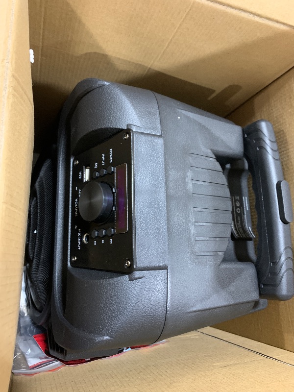 Photo 1 of Pyle 400W Portable Bluetooth PA Loudspeaker - 8” Subwoofer System, 4 Ohm/55-20kHz, USB/MP3/FM Radio/ ¼ Mic Inputs, Multi-Color LED Lights, Built-in Rechargeable Battery w/ Remote Control -PPHP844B