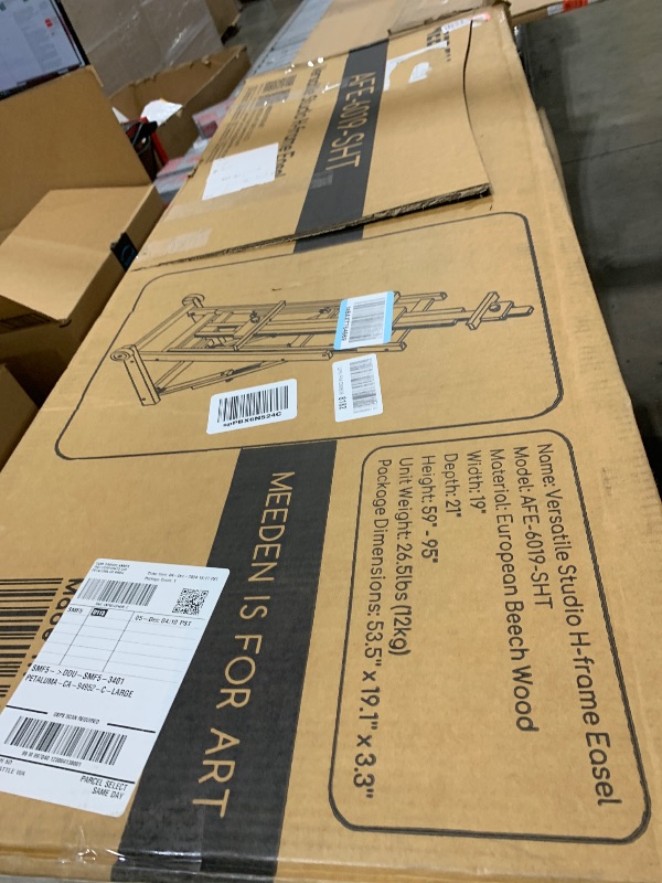 Photo 1 of MEEDEN Multi-Function Studio Easel,H-Frame Easel,Painting Easel for Adults,Artist Easel,Floor Easel,Solid Beech Wood Easel w/Front Wheels,Holds Canvas Art up to 77" - Walnut