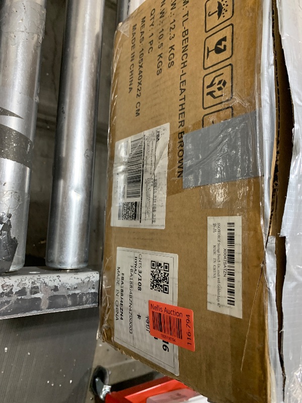 Photo 1 of SNOWDROP Storage Bench-Entryway Bench,Ottoman for Bedroom End of Bed,Modern Leathers Oil Wax Brown Benche Bedroom Benches for Foot of Bed,Upholstered Bench with Golden Legs 40"