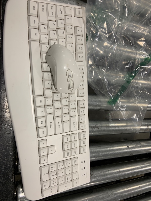 Photo 1 of Wireless Keyboard and Mouse Combo, EDJO Full-Sized Ergonomic Computer Keyboard with Wrist Rest and 3 Level DPI Adjustable Wireless Mouse for Windows, Mac OS Desktop/Laptop/PC (White)