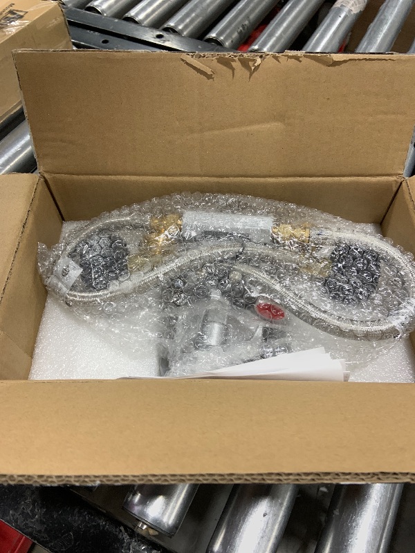 Photo 1 of Skyflame 2-Stage Auto Changeover Propane Gas Rv Regulator Kit with 2PCS Gauges and 12-Inch Braided Connection Hoses for Dual Propane Tank RV Trailers Camper