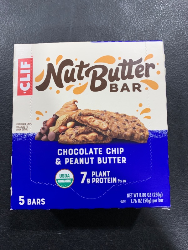 Photo 2 of CLIF Nut Butter Bar - Chocolate Chip & Peanut Butter - Filled Energy Bars - Non-GMO - USDA Organic - Plant-Based - Low Glycemic - 1.76 oz. (5 Pack)