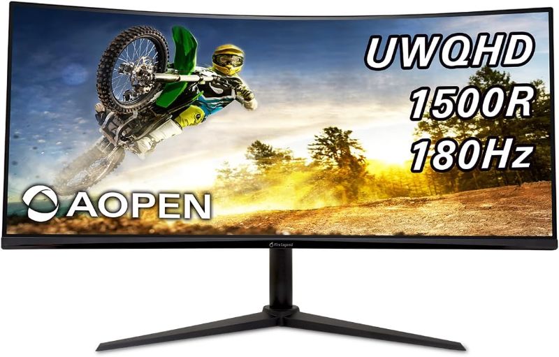 Photo 1 of AOPEN by Acer 34HC5CU S3bmiiphx 34" QHD 3440 x 1440 21:9 Curved Gaming Monitor | AMD FreeSync Premium | Up to 180Hz | 1ms TVR | Tilt & Height Adjustable | VESA Mountable | 1 x DP 1.4 & 2 x HDMI 2.0
